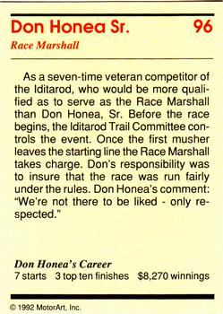 1992 MotorArt Iditarod Sled Dog Race #96 Don Honea Back
